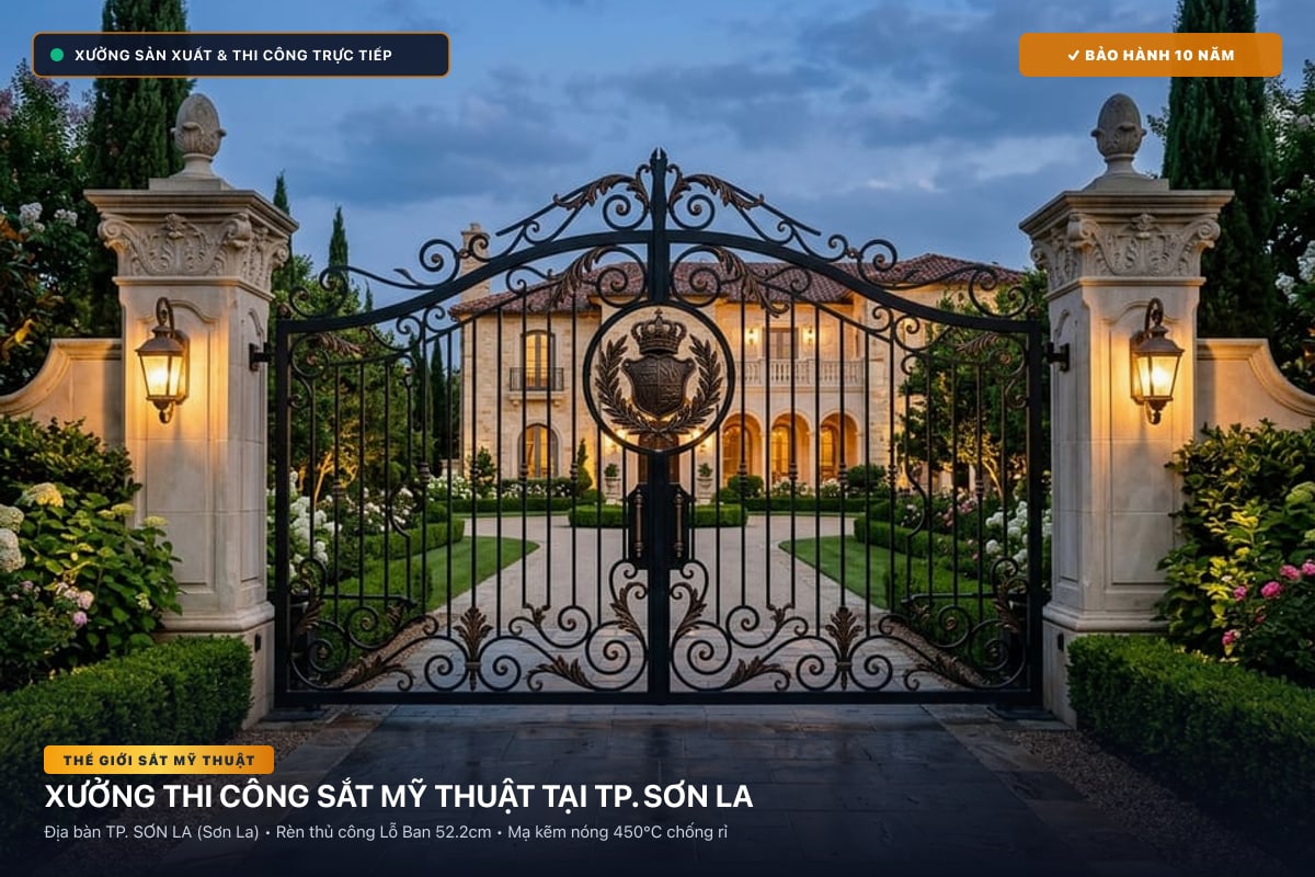Xưởng thi công sắt mỹ thuật tại TP. Sơn La - Cổng sắt biệt thự, cầu thang nghệ thuật