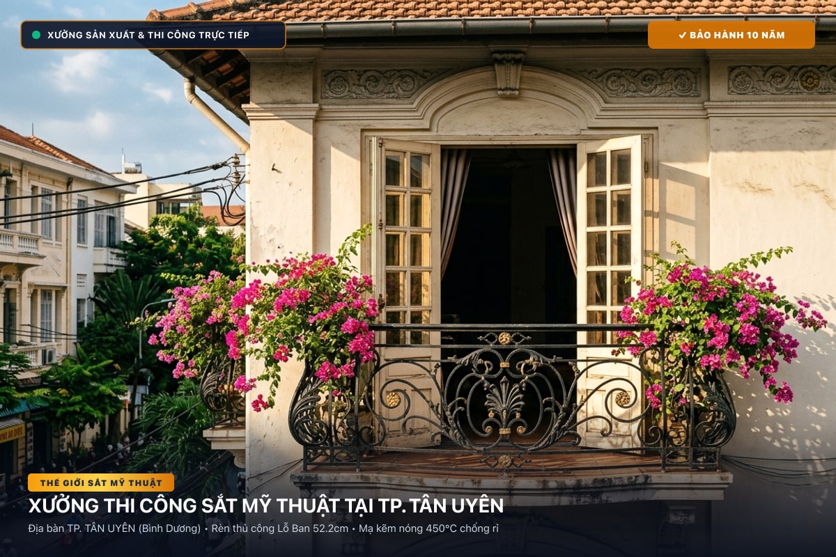 Xưởng thi công sắt mỹ thuật tại TP. Tân Uyên - Cổng sắt biệt thự, cầu thang nghệ thuật