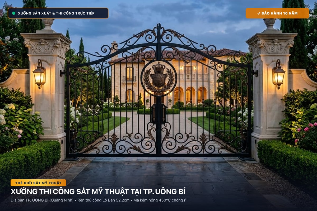 Xưởng thi công sắt mỹ thuật tại TP. Uông Bí - Cổng sắt biệt thự, cầu thang nghệ thuật