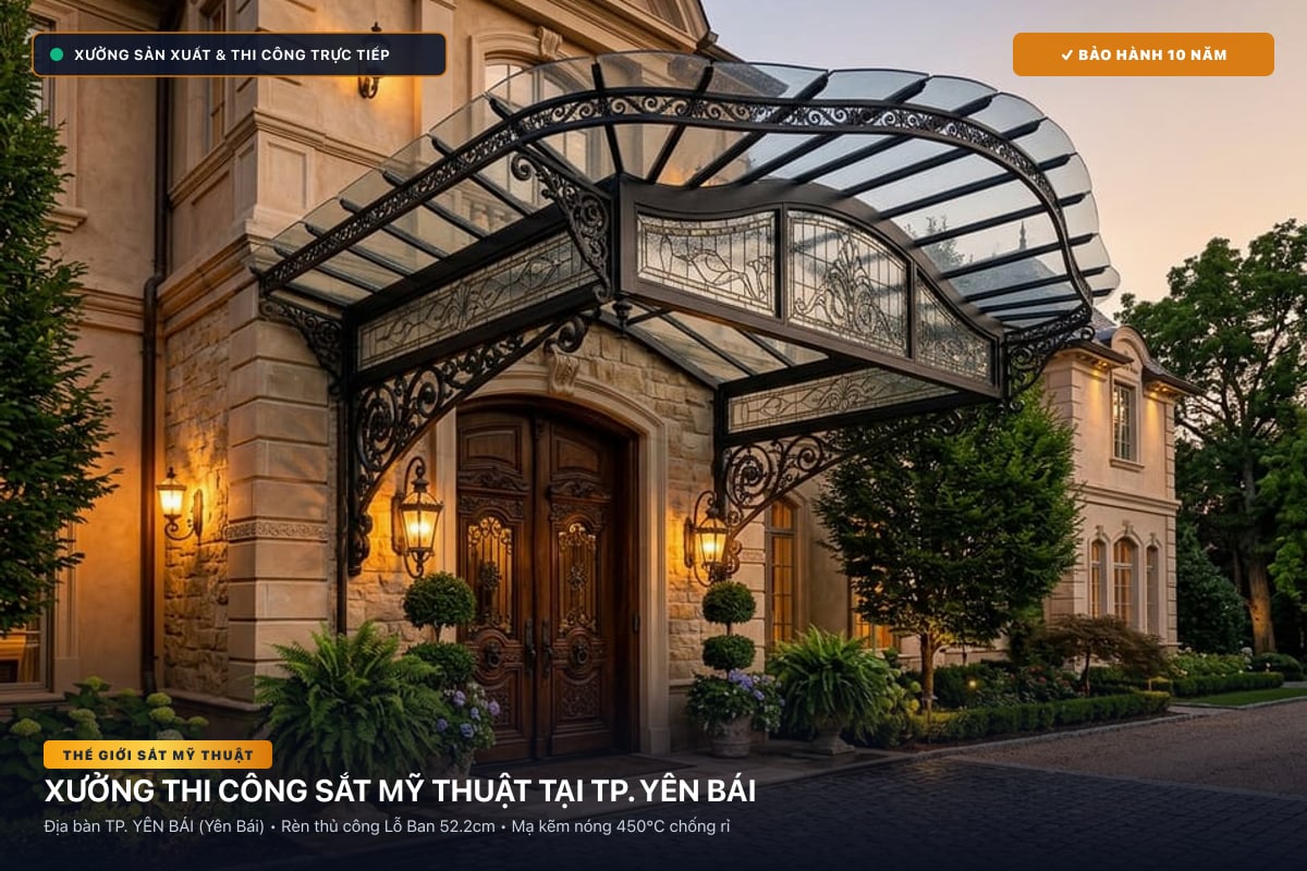 Xưởng thi công sắt mỹ thuật tại TP. Yên Bái - Cổng sắt biệt thự, cầu thang nghệ thuật
