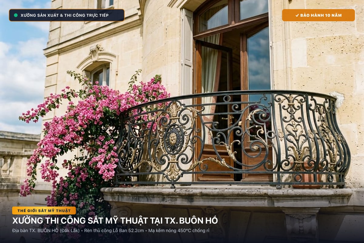 Xưởng thi công sắt mỹ thuật tại TX. Buôn Hồ - Cổng sắt biệt thự, cầu thang nghệ thuật