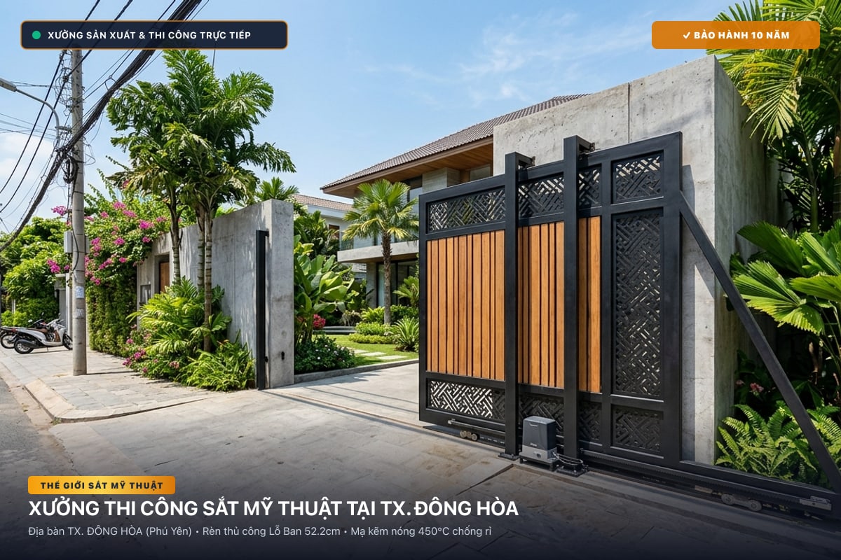 Xưởng thi công sắt mỹ thuật tại TX. Đông Hòa - Cổng sắt biệt thự, cầu thang nghệ thuật