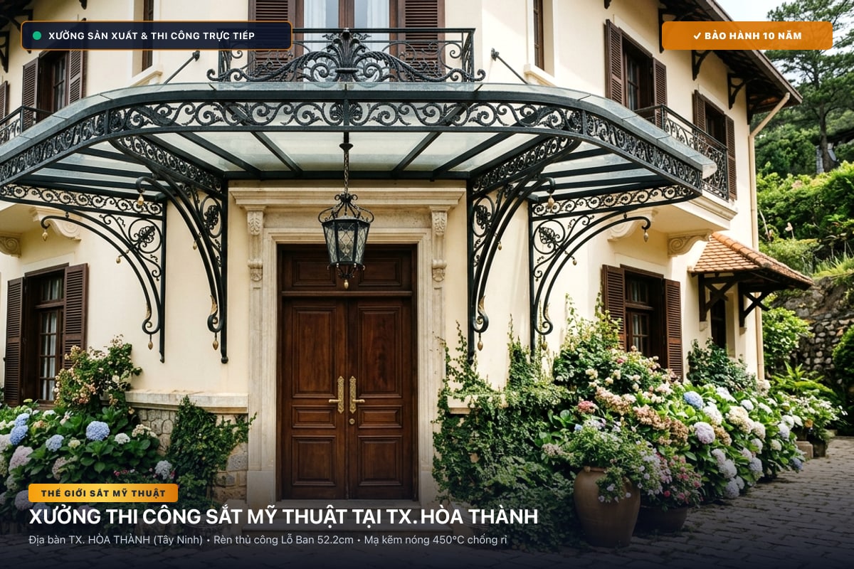 Xưởng thi công sắt mỹ thuật tại TX. Hòa Thành - Cổng sắt biệt thự, cầu thang nghệ thuật
