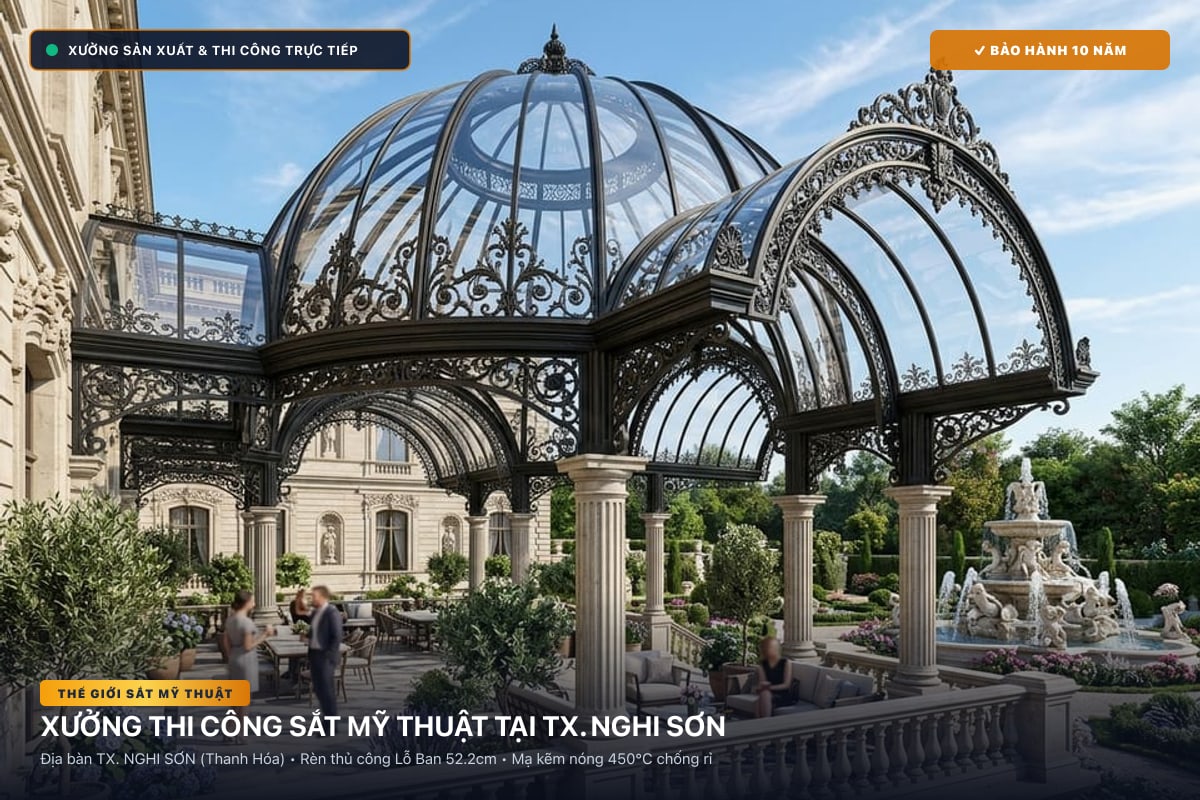 Xưởng thi công sắt mỹ thuật tại TX. Nghi Sơn - Cổng sắt biệt thự, cầu thang nghệ thuật