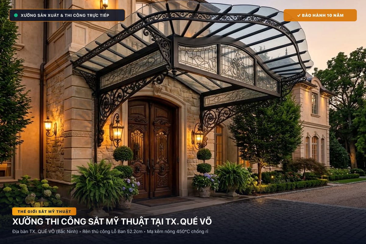 Xưởng thi công sắt mỹ thuật tại TX. Quế Võ - Cổng sắt biệt thự, cầu thang nghệ thuật