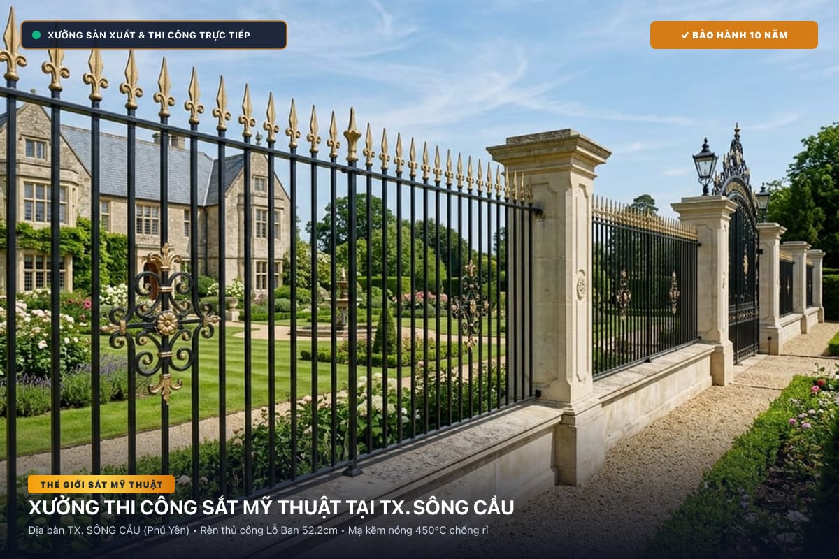 Xưởng thi công sắt mỹ thuật tại TX. Sông Cầu - Cổng sắt biệt thự, cầu thang nghệ thuật